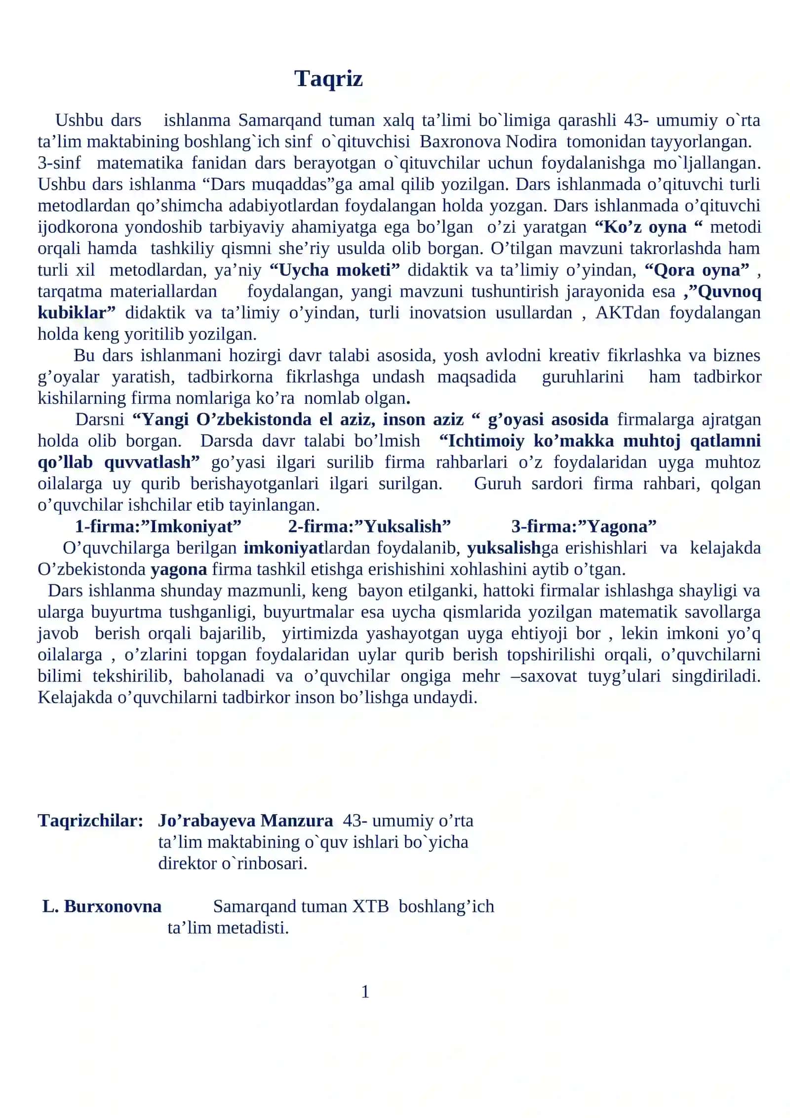 3-sinf Matematika Uch xonali sonni bir xonali songa bo'lish dars ishlanma 3