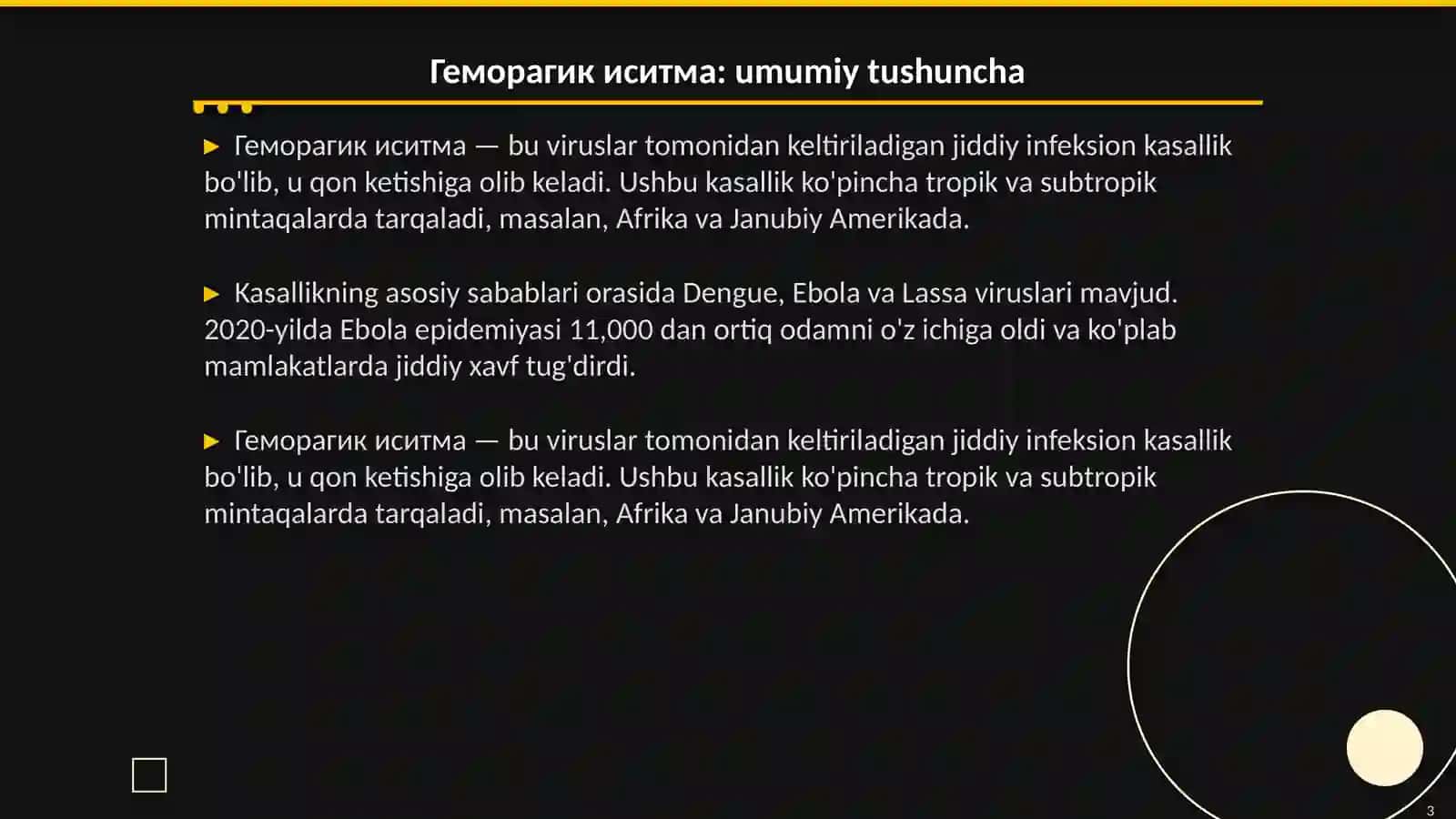 Геморагик иситма эпидемия ва пандемия ҳолатлари 3