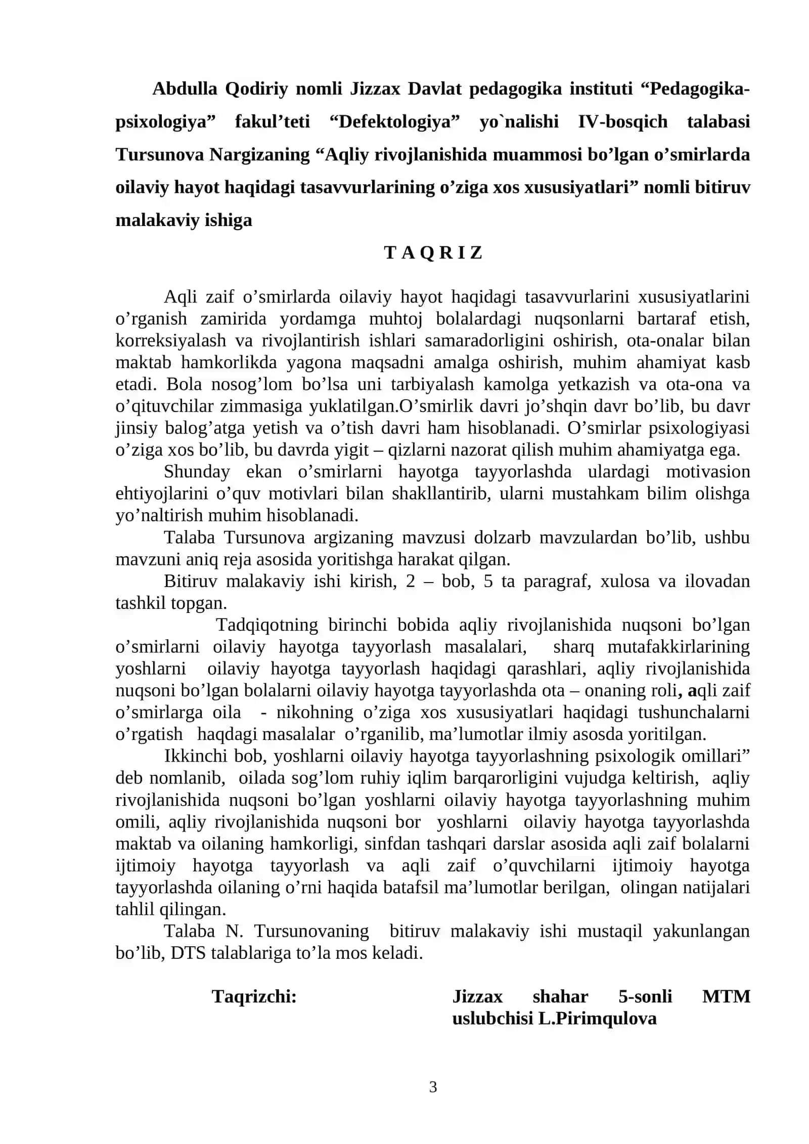 Aqliy rivojlanishida muammosi bo’lgan o’smirlarda oilaviy hayot haqidagi tasavvurlarining o’ziga xos xususiyatlari 3
