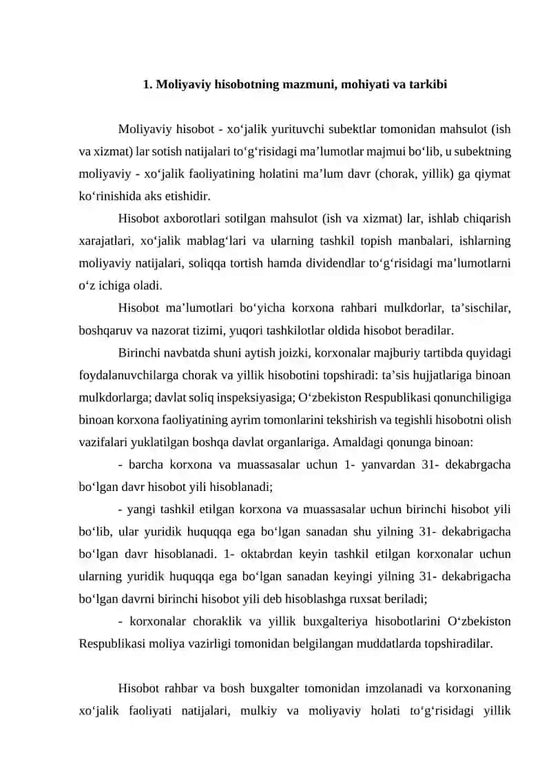 MOLIYAVIY HISOBOTLARGA KIRISH HAMDA ULARNING MAZMUNI, MOHIYATI VA TARKIBI 3