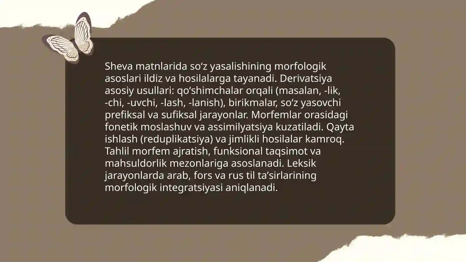 Sheva matnlarida soʻz yasalishi tahlili 3