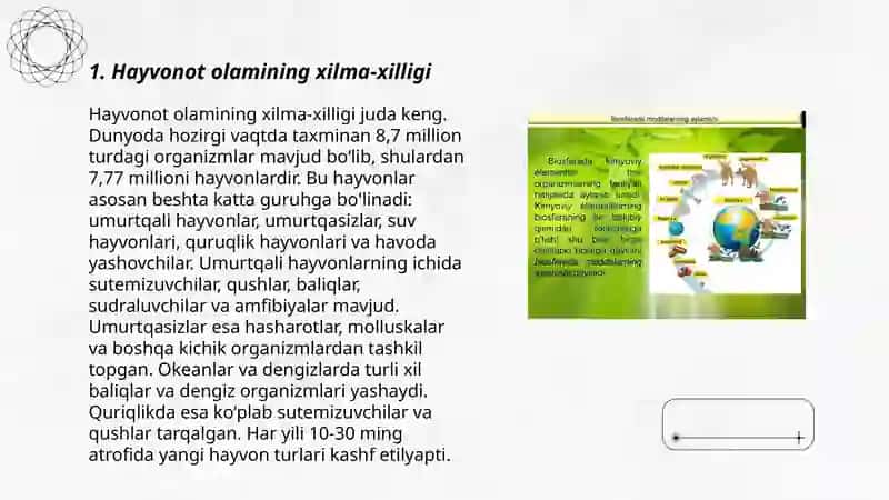 Hayvonot olaminig xilma-xilligi va ularning tabiatda tutgan oʻrni.Hayvonlarning ahamiyati 3