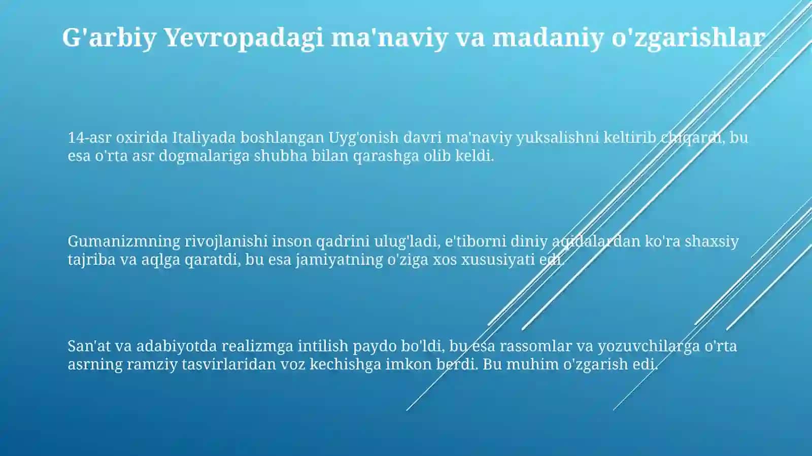 Gʻarbiy Yevropada maʼnaviy-madaniy oʻzgarishlar va Renessans mafkurasining mazmun mohiyati 3