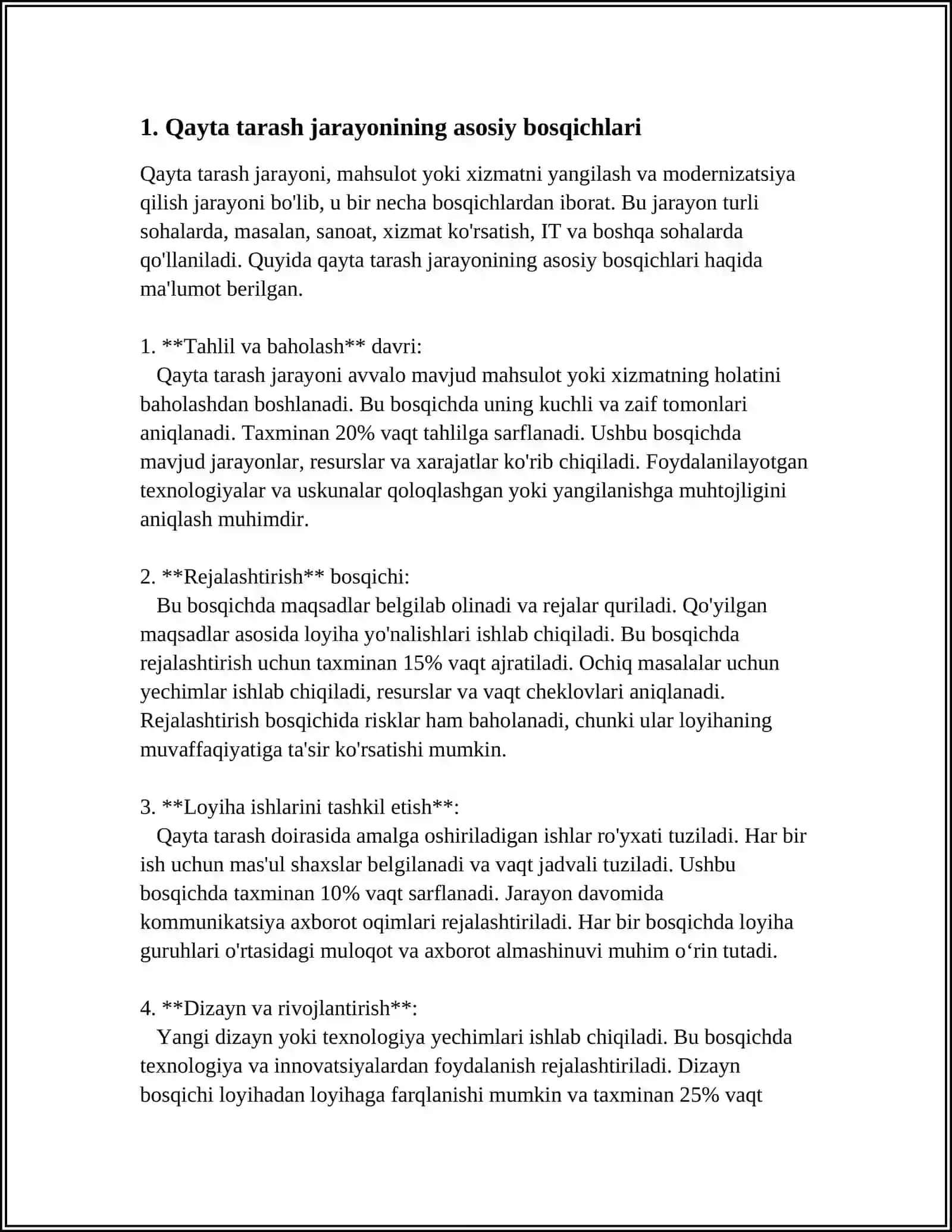 QAYTA TARASH JARAYONI. MAHSULOTNI QAYTA TARASHGA TAYYORLASH 3