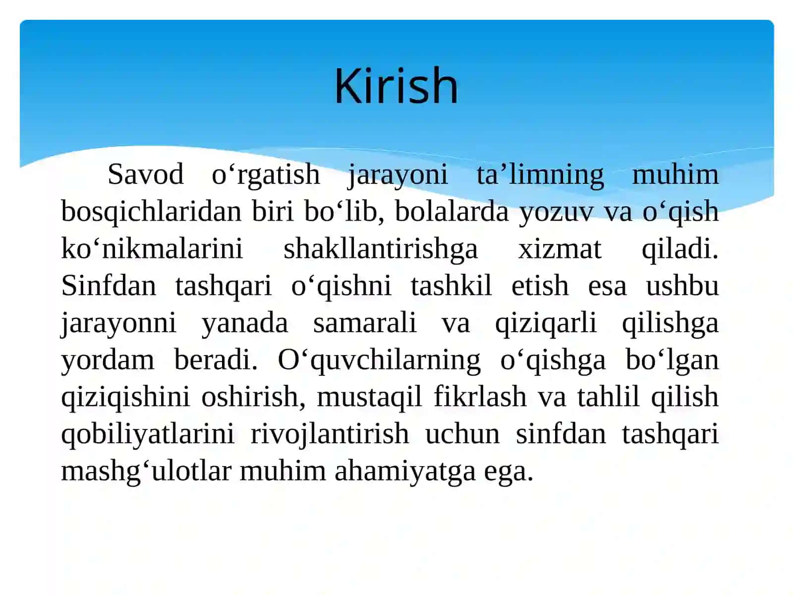Savod o'rgatish sinfdan tashqari o'qishni tashkil etish 3