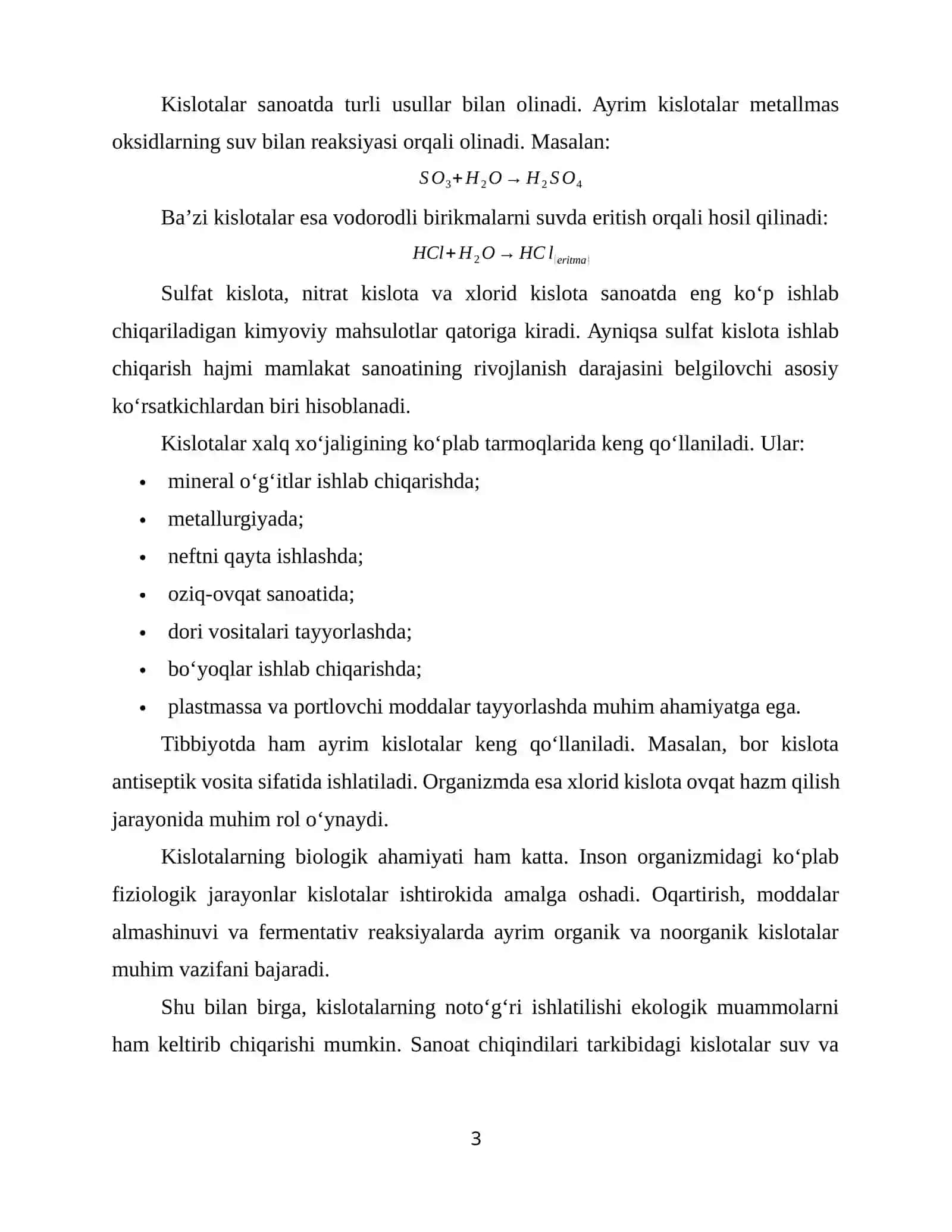 KISLOTALAR. KISLORODLI VA KISLORODSZ KISLOTALAR.KISLOTALARNING NEGIZLILIGI. KISLOTALARNING NOMLANISHI, OLINISHI 3
