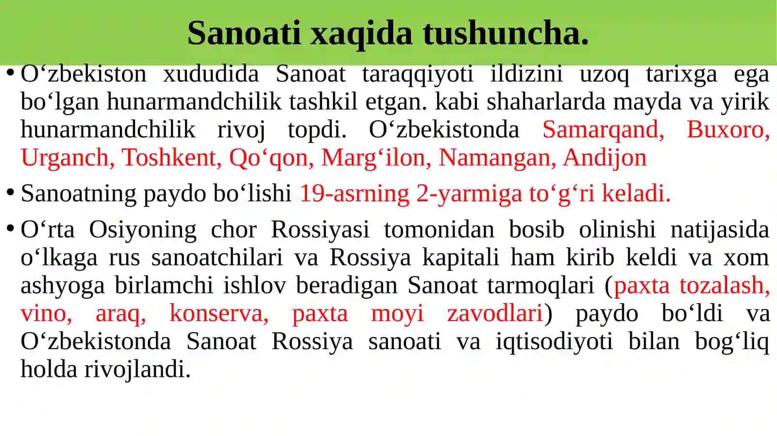 JAHON SANOATINING BOSHQA TARMOQLARI 3