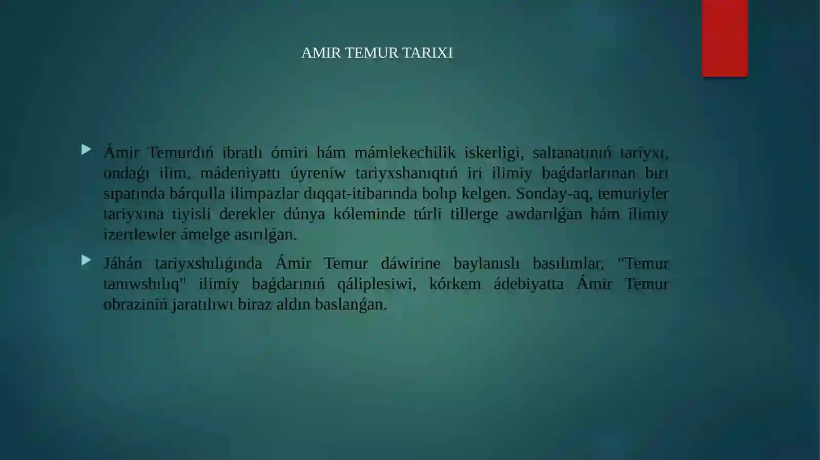 Gáresizlik jıllarında Amir temur hám temuriyler tarıxın izertleniwi 3