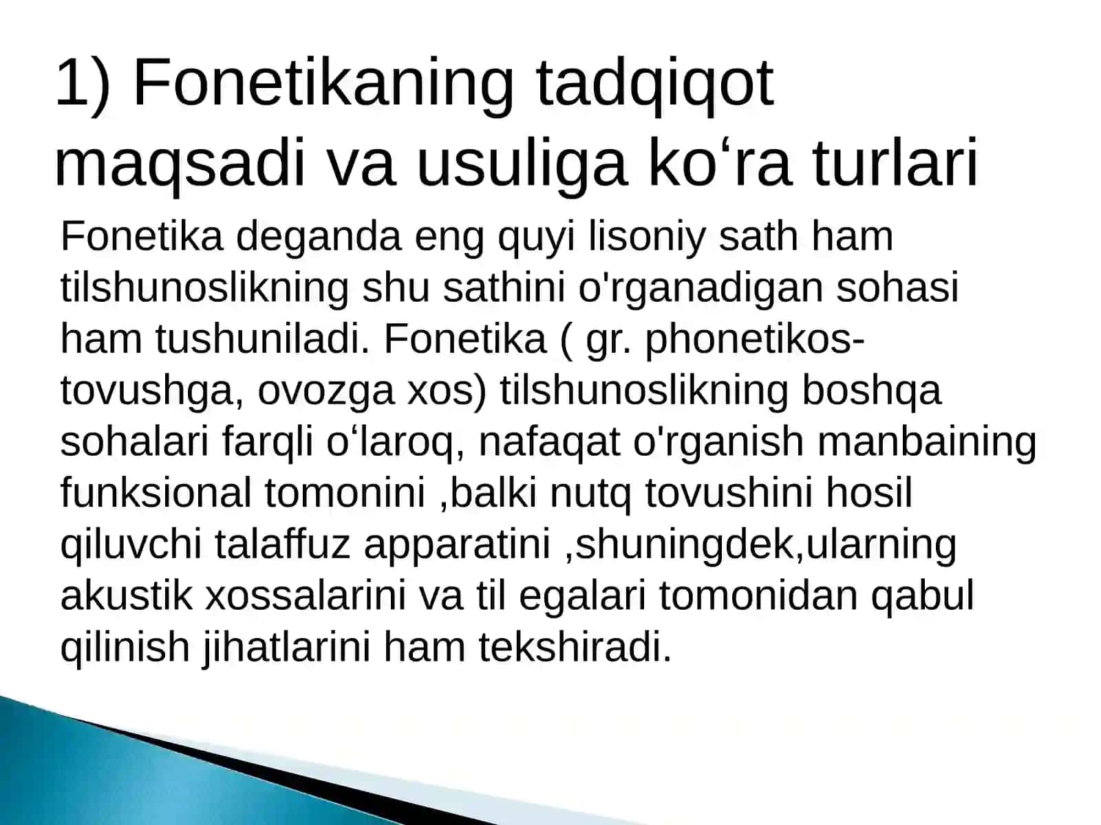 Til sathlari; tilning fonetik-fonologik sathi 3