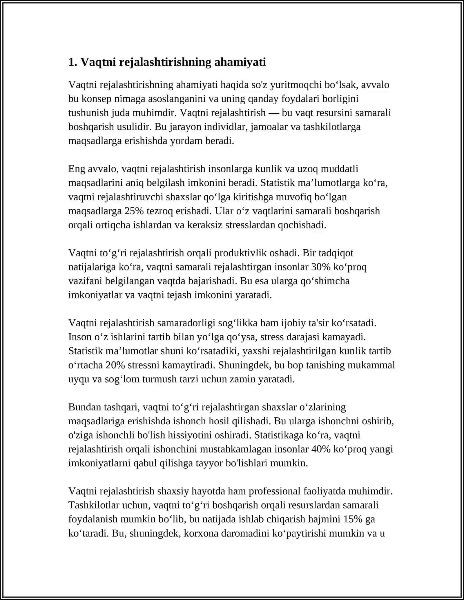 ISH VAQTIDAN TO'G'RI FOYDALANISH TAHLILI 3