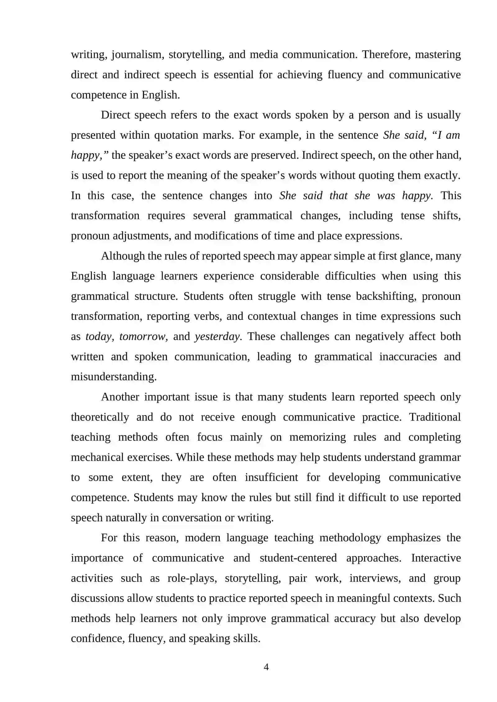 Theoretical Foundations of Teaching Direct and Indirect Speech 3