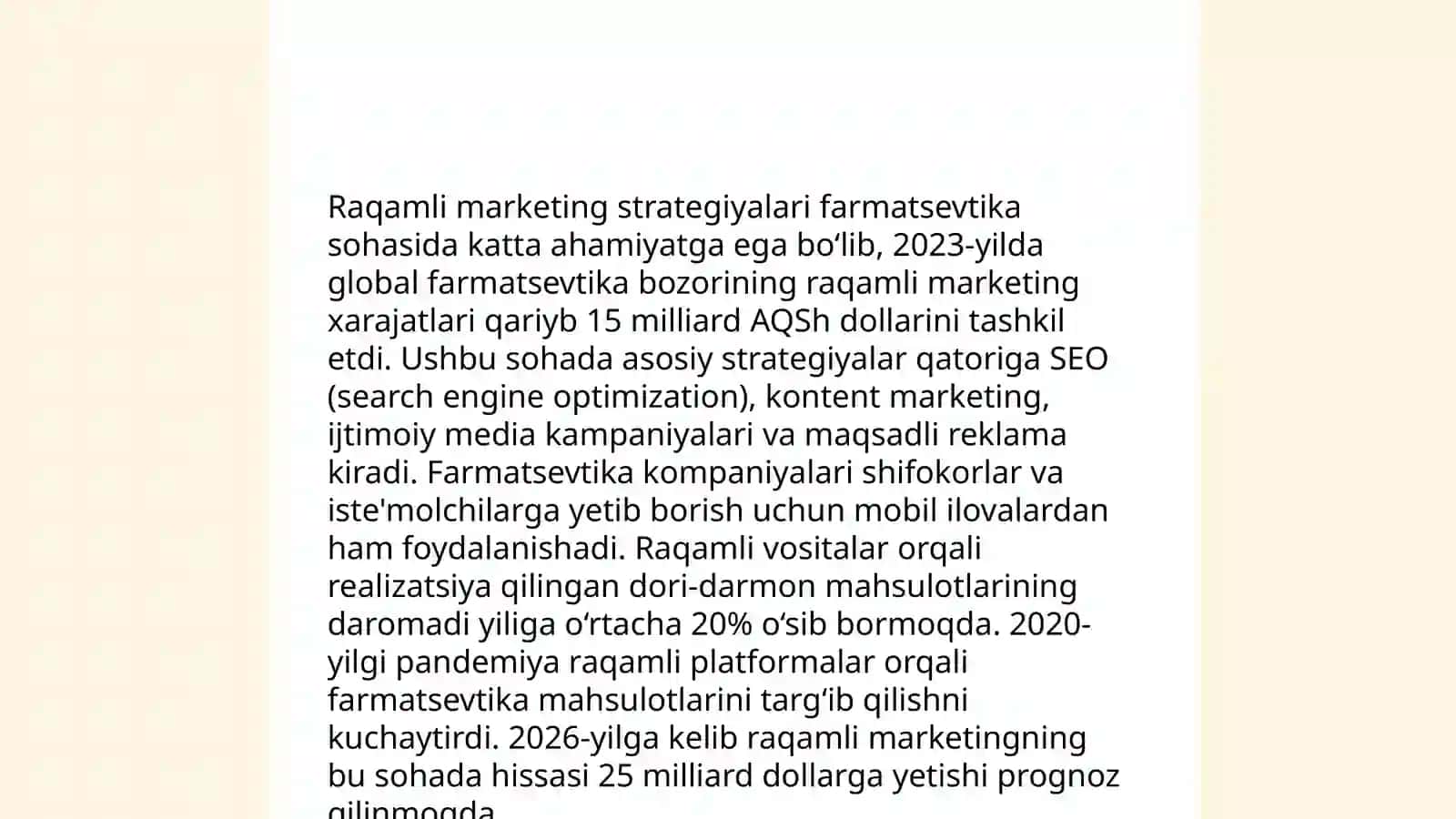 Farmatsevtik korxonalarning marketing bo'limlarini boshqarishda raqamli texnologiyalarni o‘rni 3