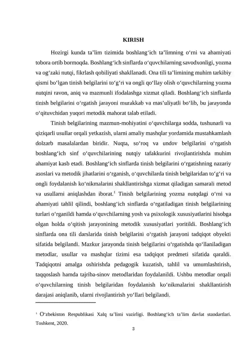 Boshlang'ich sinflarda tinish belgilarini o'rgatish metodikasi 3
