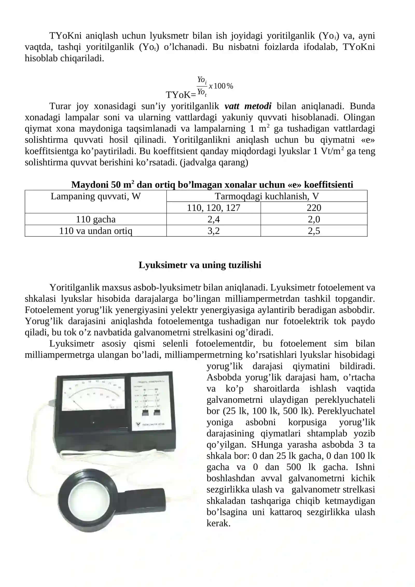 Turar joyni sanitariya tekshiruvi. Yoritilganlikni aniqlash 3