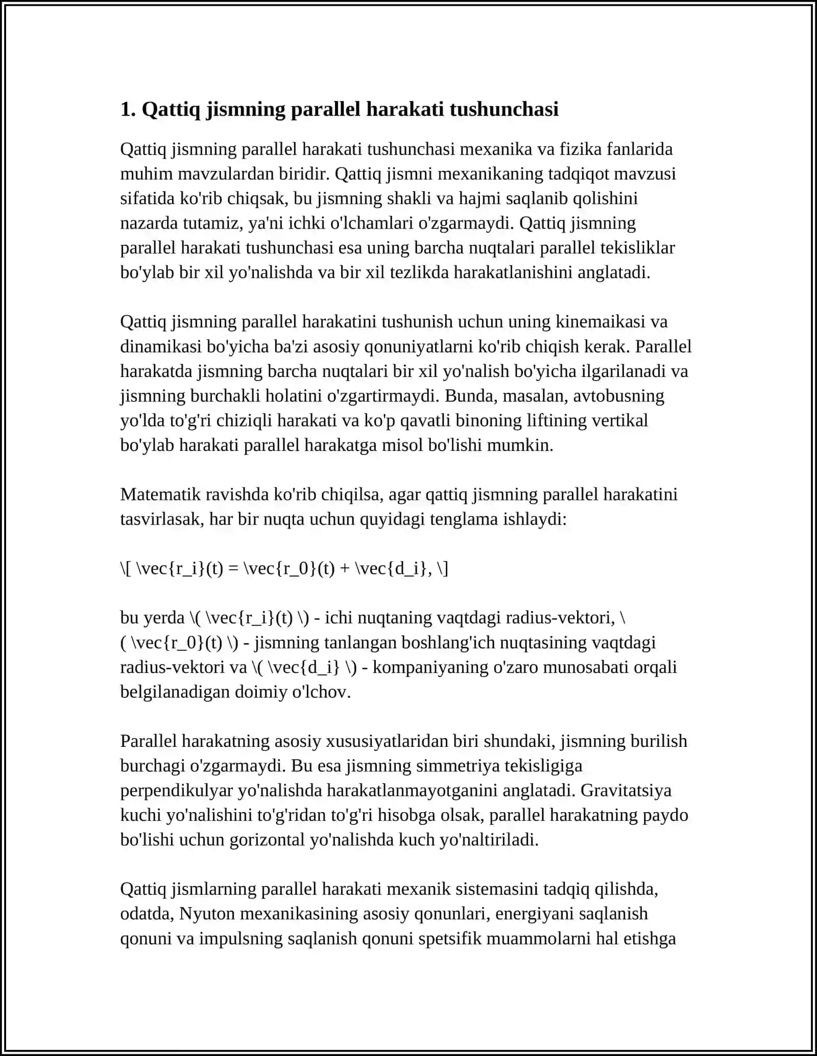 QATTIQJISMNING TEKIS PARALLEL HARAKATIDA TEZLIKLAR PLANI QURISH 3