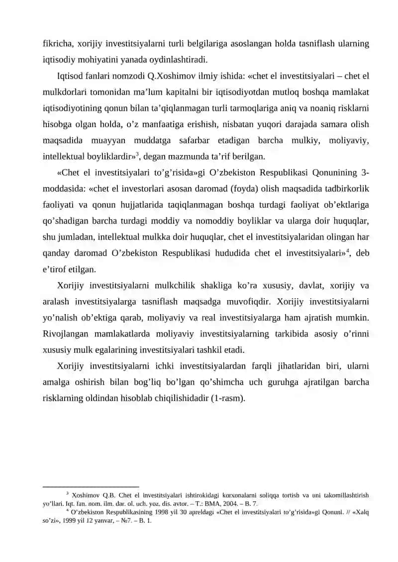 Xorijiy investitsiyalarning mazmun-mohiyati va turlari 3