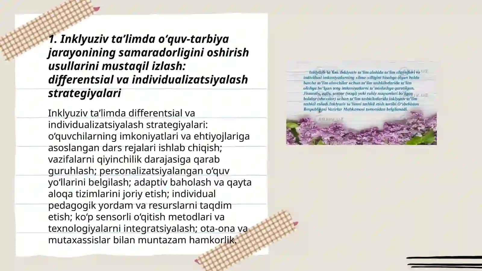 Inklyuziv taʼlimda oʻquv-tarbiya jarayonining samaradorligini oshirish usullarini mustaqil izlash 3