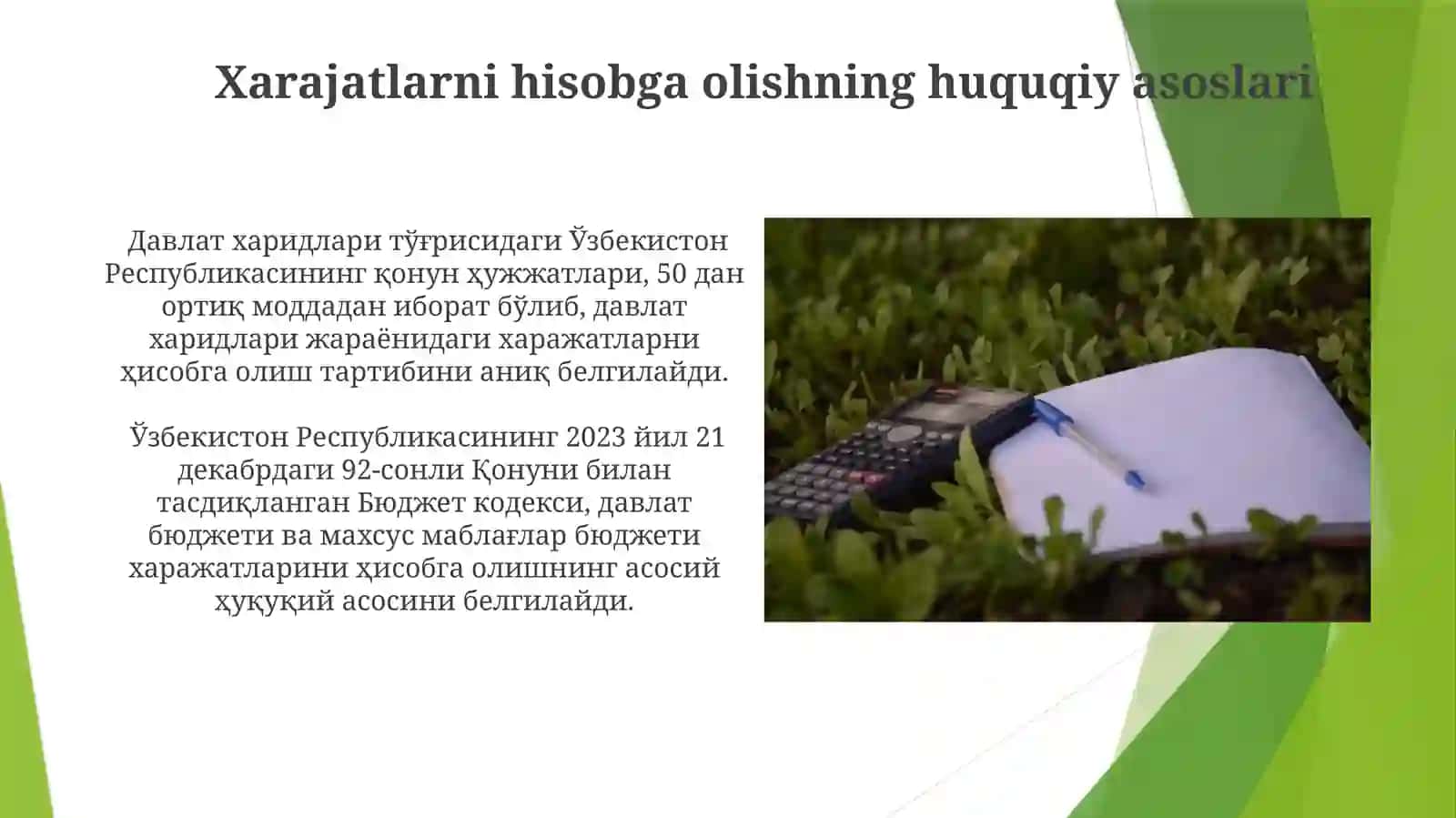 Davlat byudjetivadavlatmaqsadlijamgʻarmalaribudjetiharajatlarininganalitikvasintetikhisobi 3