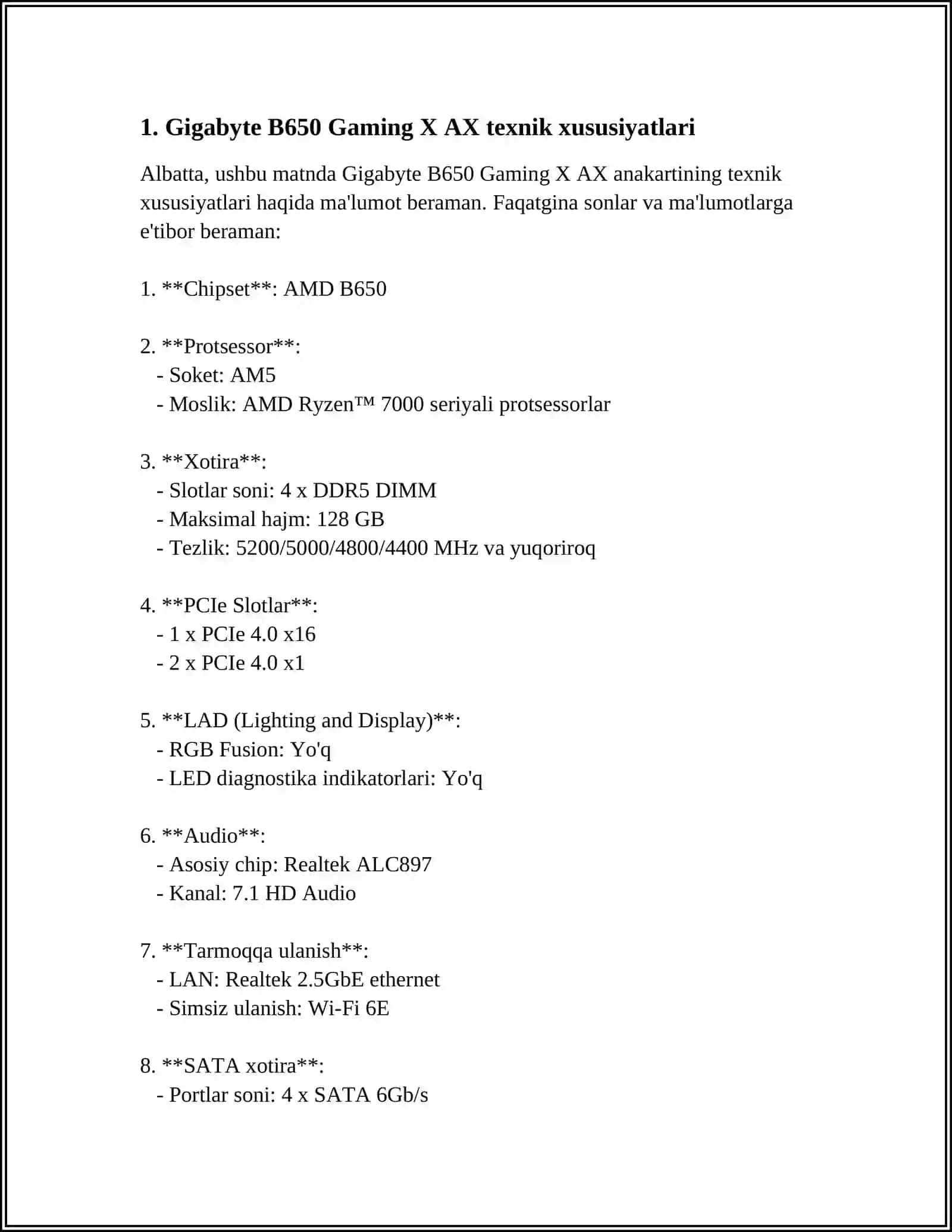 MB GIGABYTE AMD AM5 B650 GAMING X AX DDR5 3