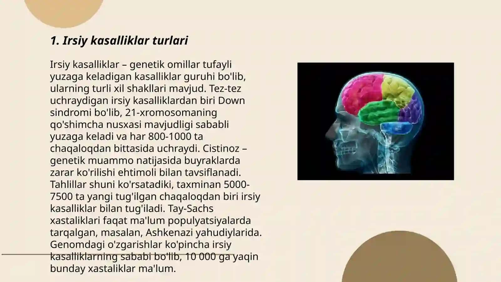 Irsiyat va irsiy kasalliklar.Nerv tizimining ahamiyati va gigiyenasi 3