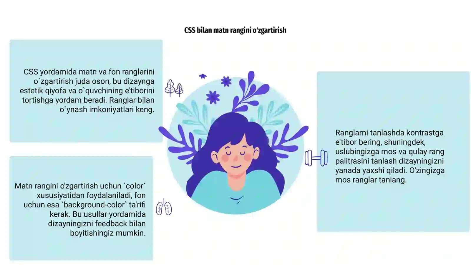 CSS da matn va fon ranglarini o`zgartirish 3