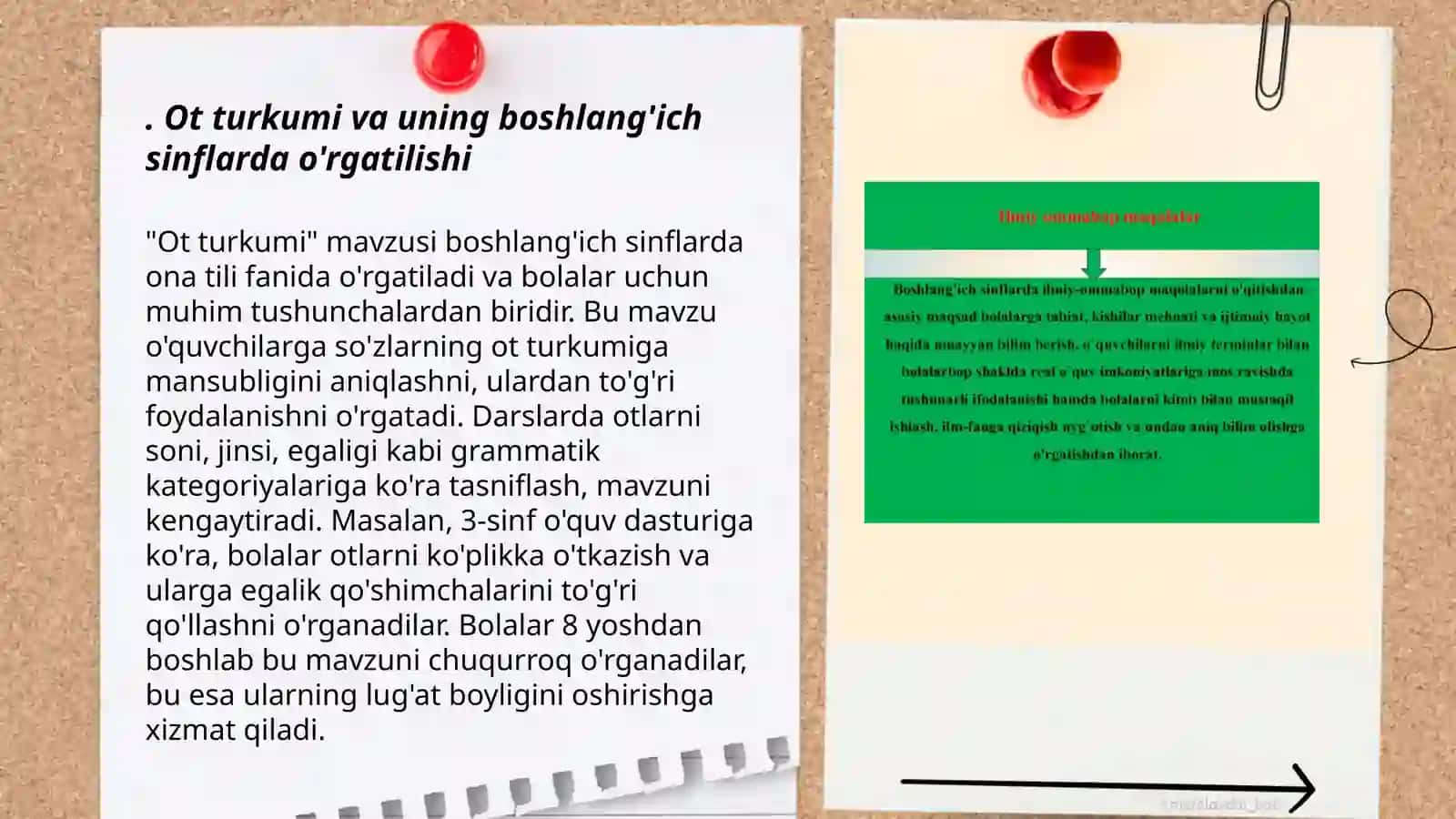 Boshlang'ich sinflarda ot turkumini o'rganishda uzviylik va uzliksizlikning ta'minlanishini tahlil qilish 3