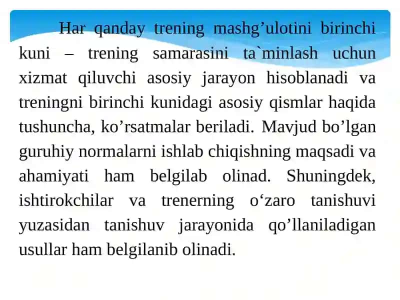 Trening Mashg'ulotlari 3
