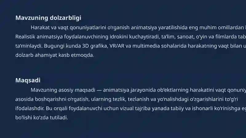 Harakat va vaqt qonuniyatlar animatsiya tamoyillari 3