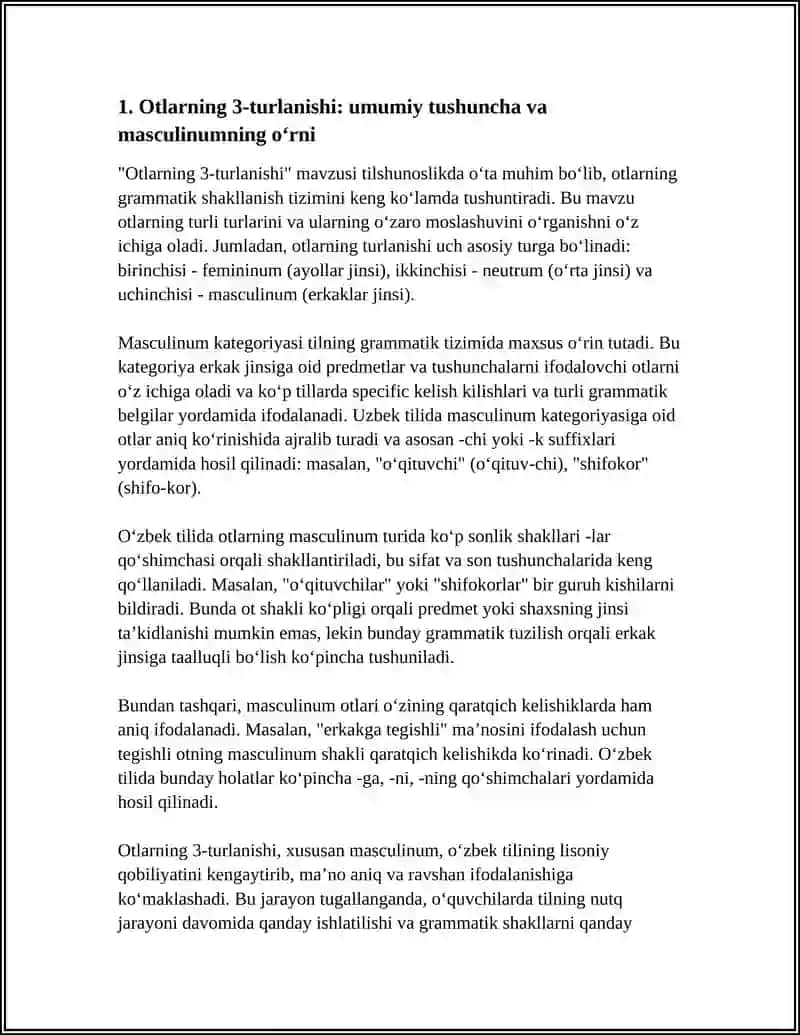 OTLARINING 3-TURLNISHI.MASCULINUM.LUGʻAT SHAKIL SUZ UZAGʻ 3