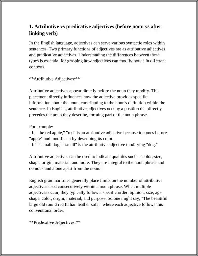 ADJECTIVE AND THEIR POSITION 3