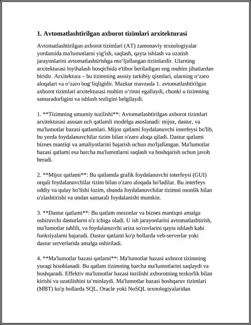 AVTOMATLASHTIRILGAN AXBOROT TIZIMLARI 3