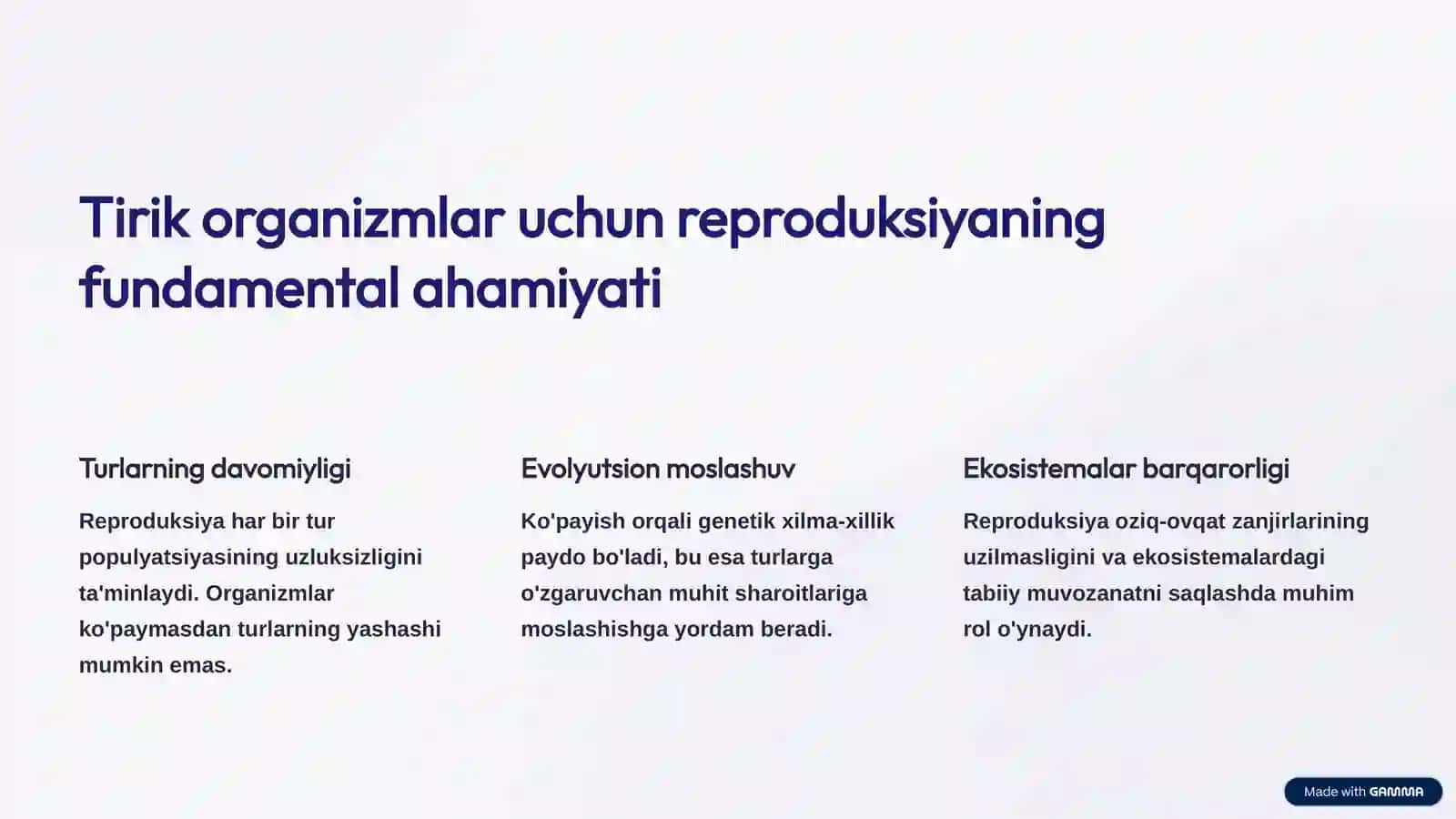 Reproduksiyaning ahamiyati va uning hayotdagi o'rni 3