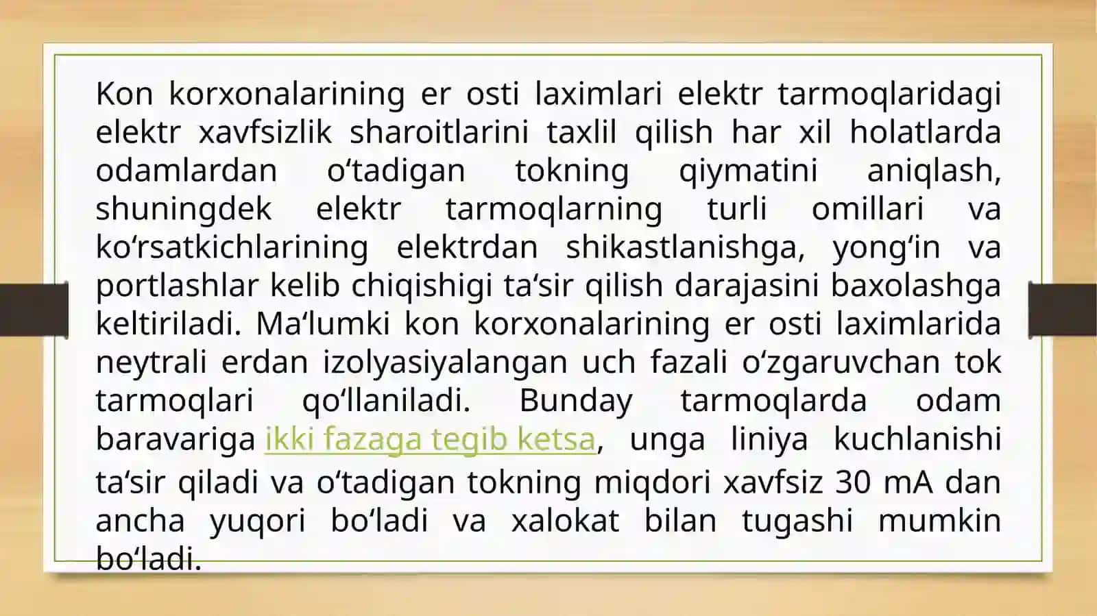 Ochiqkon korxonalari elеktr tarmoqlarida sizish toklarinihisoblash 3