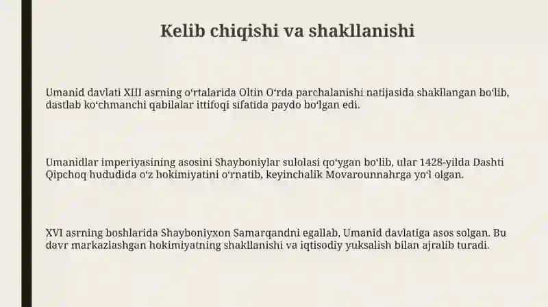 XII-XVII asrlarda Umoniyalar davlati 3