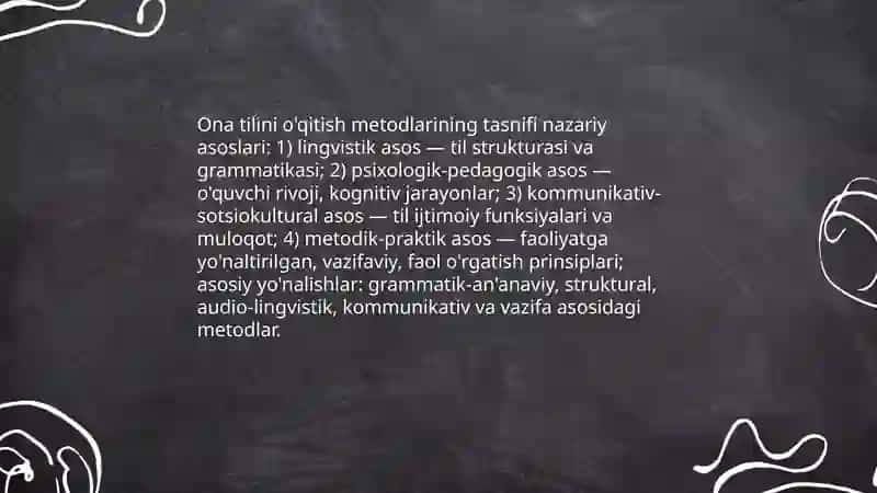 Ona tilini o'qitish metodlari tasnifi, turlari va mazmuni 3