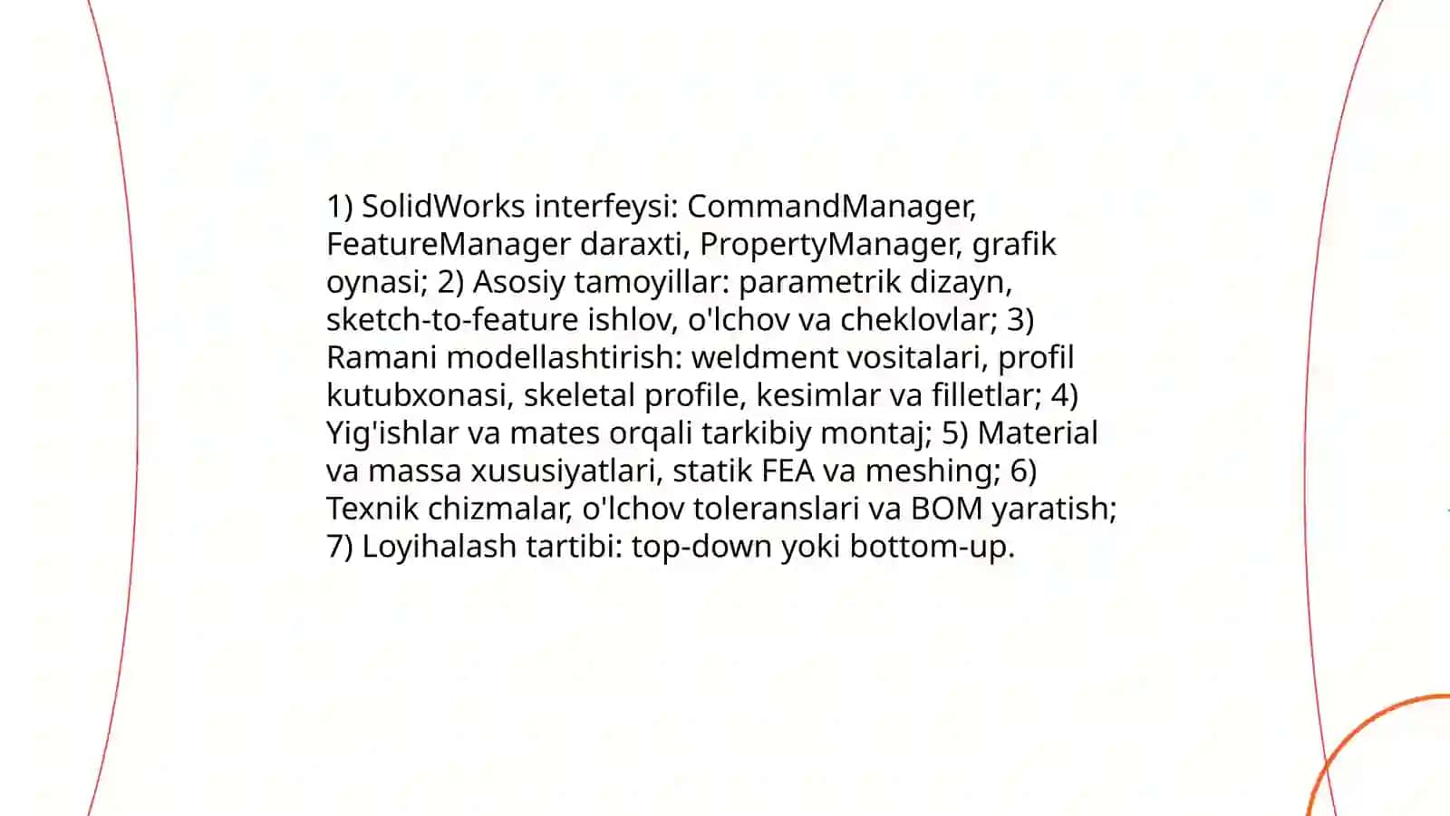 SolidWorks dasturi yordamida yoʻlovchi vagonlar ramasini modellashtirish 3