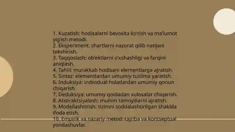 Bilish metodlarining tasnifi, o'zaro aloqasi va farqi 3