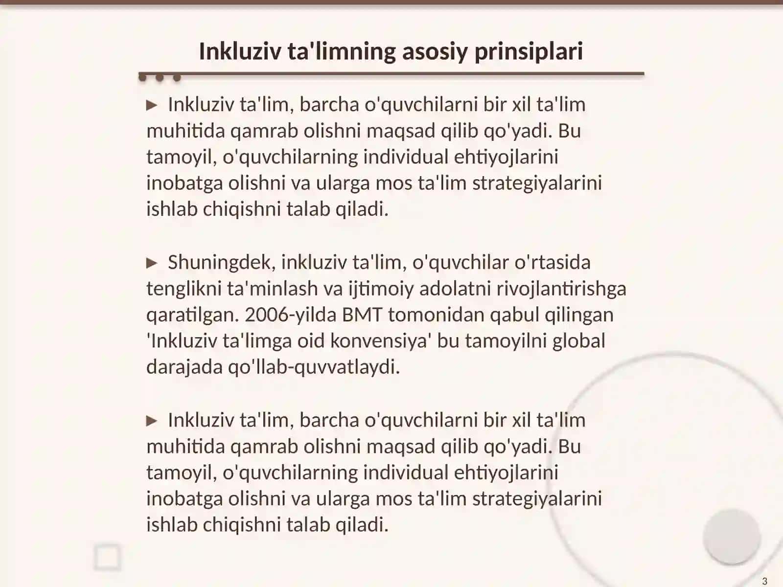 Inkluzif ta'lim tamoyillar 3