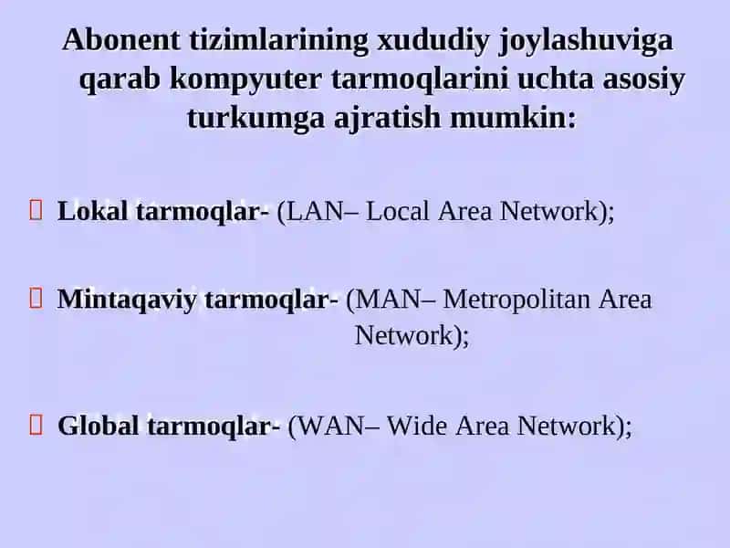 Tarmoqlar texnologiyalari 3