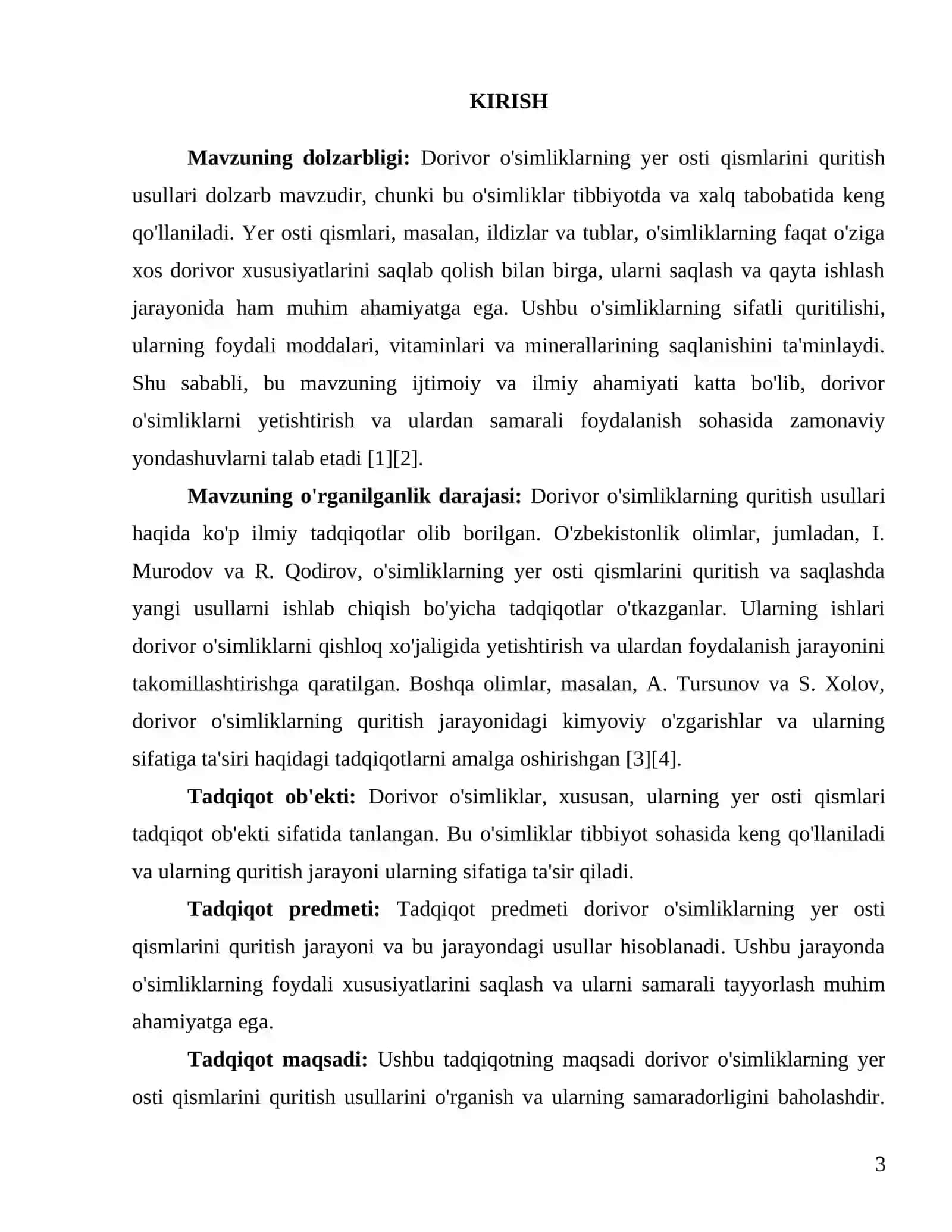 Dorivor o'simliklarning yer osti qismlarini quritish usullari 3