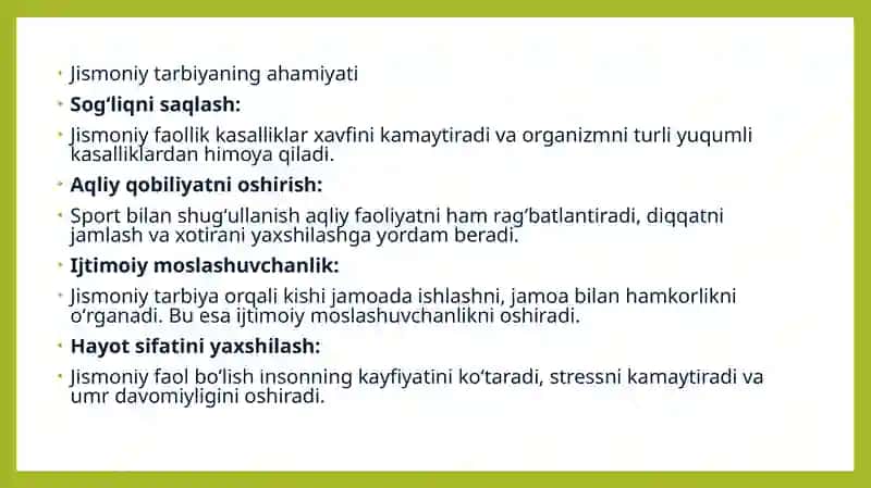 Jismoniy tarbiyaning boshqayo‘nalishlari bilan bog‘liqligi 3