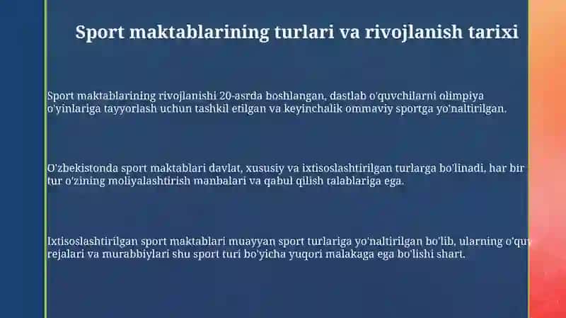 Sport maktablarining turlari va rivojlanish tarixi 3