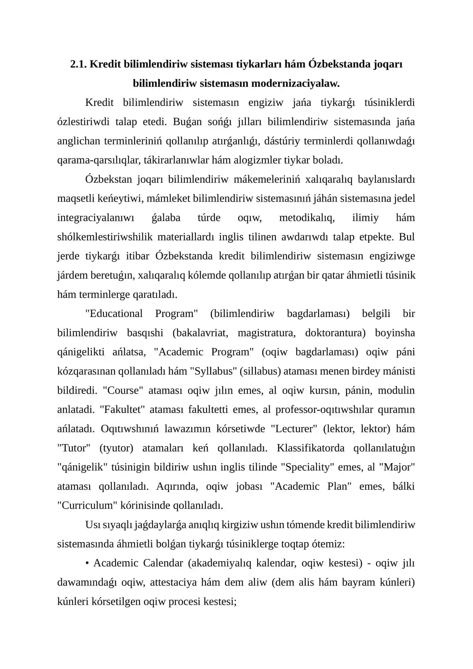 Kredit modul sistemasi 3