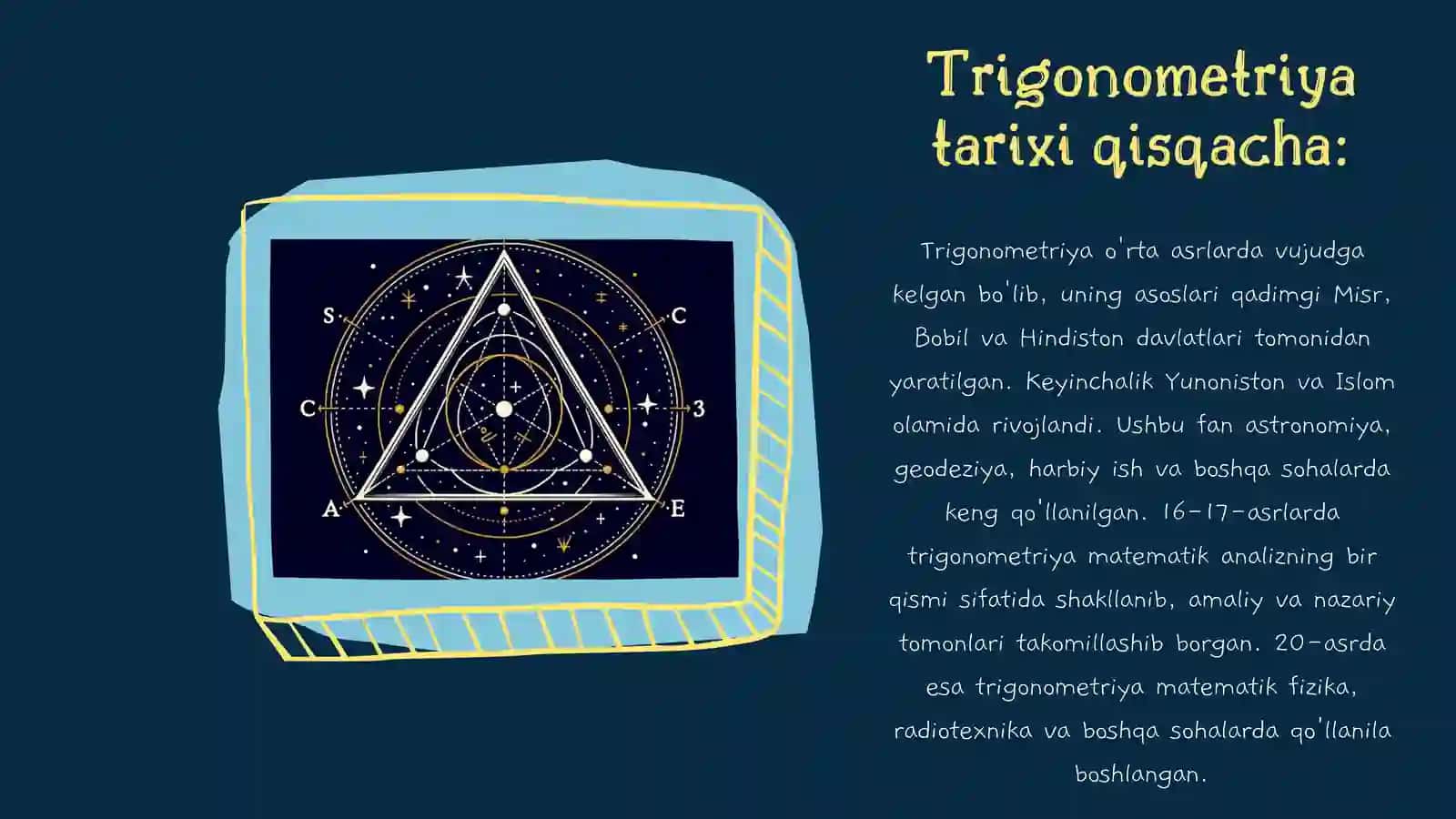 TRIGONOMETRIYA BO’LIMINING TARIXI 3