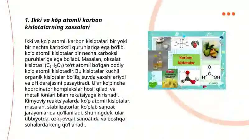 Ikki va kōp atomli karbon kislotalar 3