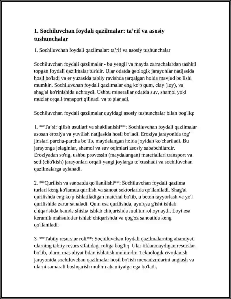SOCHILUVCHAN FOYDALI QAZILMALARNING PAYDO BULISHDAGI ÓRNI XAQIDA REJA SI BILAN REFARAT TAYYORLANG 3