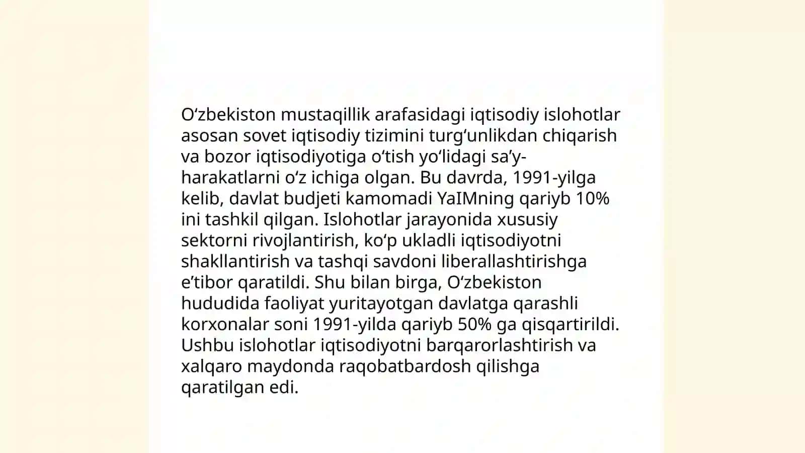 Mustaqillik arafasidagi iqtisodiy islohotlar 3