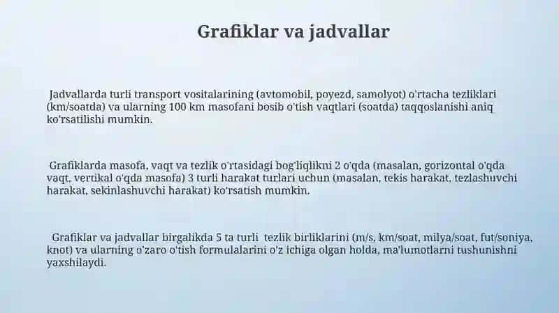 Vaqt, masofa, tezlik va ularning o‘lchov birliklari bilan tanishtirish metodikasi 3