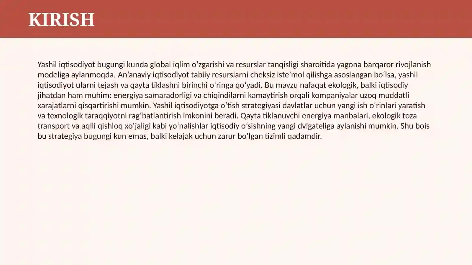 YASHIL IQTISODIYOTGA O’TISH STRATEGIYASI 3