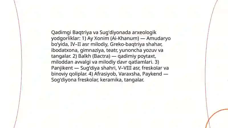 Qadimgi Baqtriya va Sugʻdiyonaning madaniyati 3